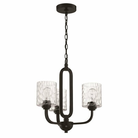 CRAFTMADE Collins 3 Light Chandelier in Flat Black 54223-FB